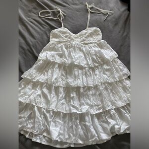 Charming White Tiered  Dress